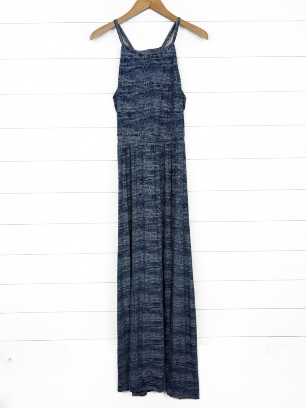NWT Old Navy Blue Print Racerback Maxi Dress Knit Summer Casual Medium